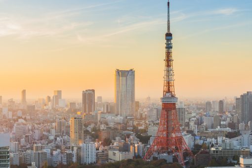 Tokyo Tower at sunset and twilight hours